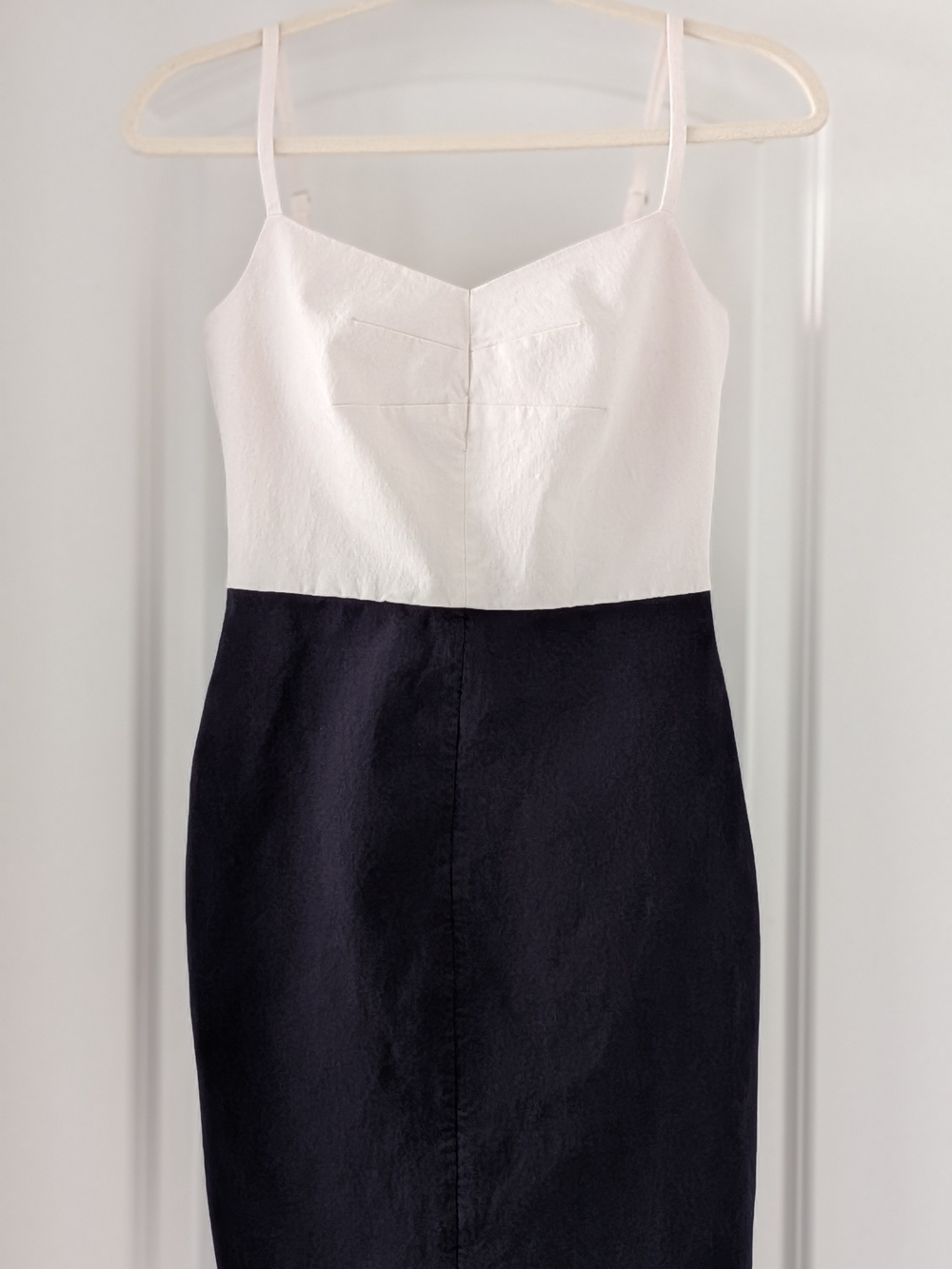 Banana Republic White and Black Two-Tone Midi Sheath Dress